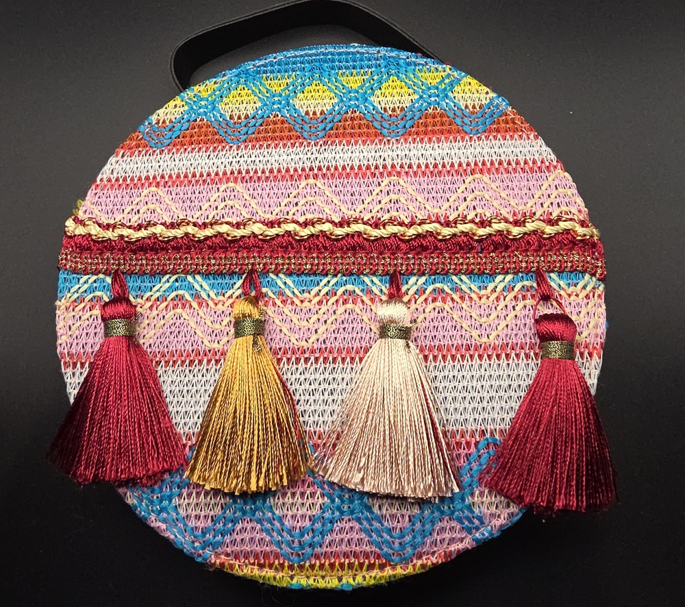 Jinana Multicolor Round Tassel Handbag - Boho Festival Style